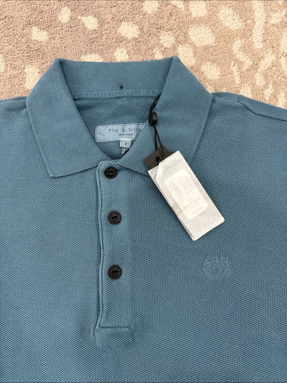 rag & bone Men's Slate Blue Polo Shirt